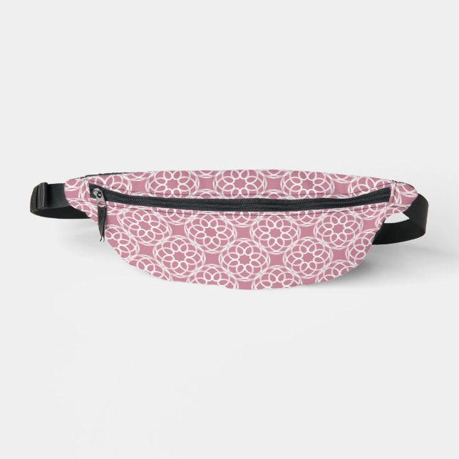 Pink White Geometric Seamless Pattern Bum Bags (Front)