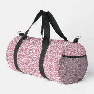 Pink White Geometric Seamless Pattern Duffle Bag