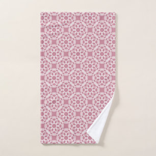 Pink White Geometric Seamless Pattern Hand Towel