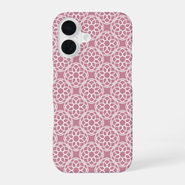 Pink White Geometric Seamless Pattern iPhone 16 Case (Back)