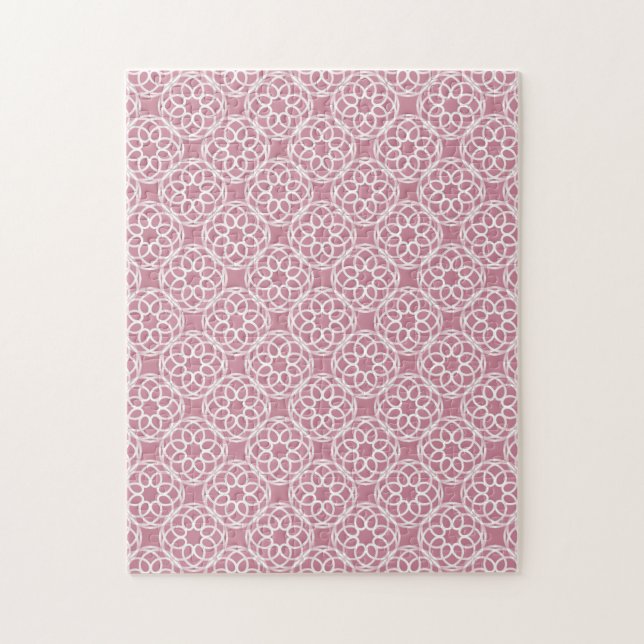 Pink White Geometric Seamless Pattern Jigsaw Puzzle (Vertical)