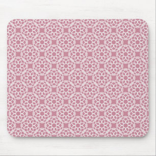 Pink White Geometric Seamless Pattern Mouse Pad