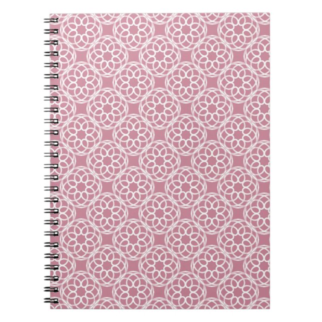 Pink White Geometric Seamless Pattern Notebook (Front)