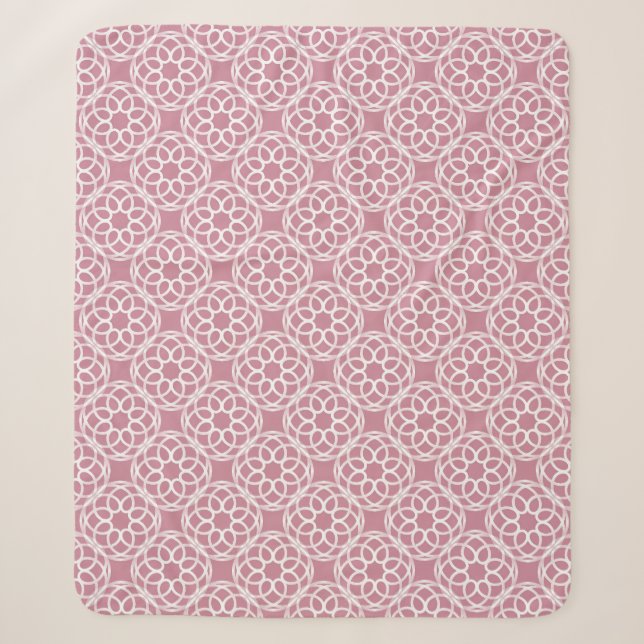 Pink White Geometric Seamless Pattern Sherpa Blanket (Front)