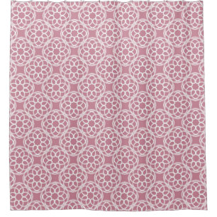 Pink White Geometric Seamless Pattern Shower Curtain