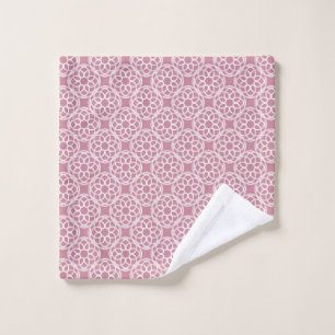 Pink White Geometric Seamless Pattern Wash Cloth
