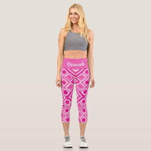Pink White Geometry High Waisted Capris