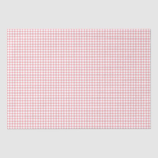 Pink White Gingham Check Girl Birthday Baby Shower Tissue Paper (Front)