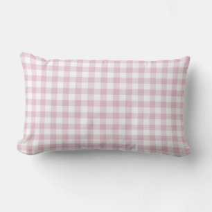 Pink White Gingham Check Pattern Lumbar Cushion