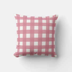 Pink White Gingham Check Plaid Cushion