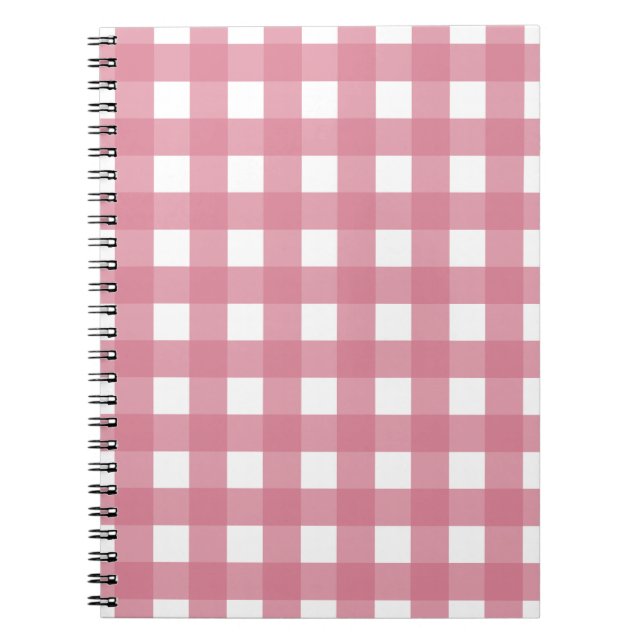 Pink White Gingham Check Plaid Notebook (Front)