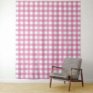Pink & White Gingham Check Tapestry
