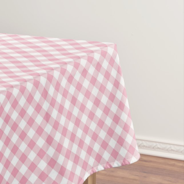 Pink White Gingham  Tablecloth (In Situ)