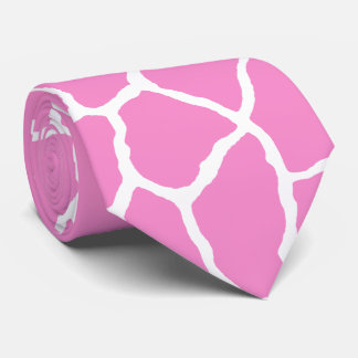 Pink White Giraffe Skin Pattern Tie