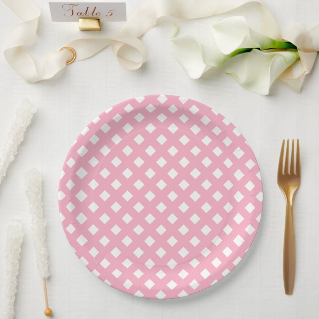 Pink & White Girl Baby Shower Paper Plate (Wedding)