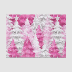Pink White Glam Christmas Trees Tissue Paper