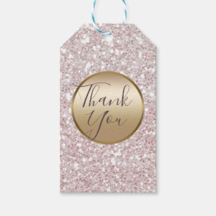 Pink White Glitter & Gold Modern Glam Party Favour Gift Tags