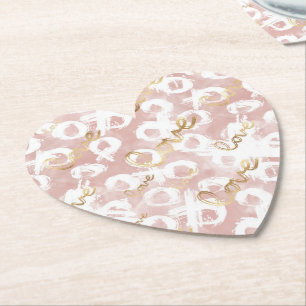 Pink White Gold Love XO Paper Coaster