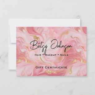 Pink White Gold Marbled Gift Certificate Card