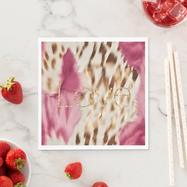 Pink White Gold Southwest Cowgirl Glitter Love Napkin (Insitu)