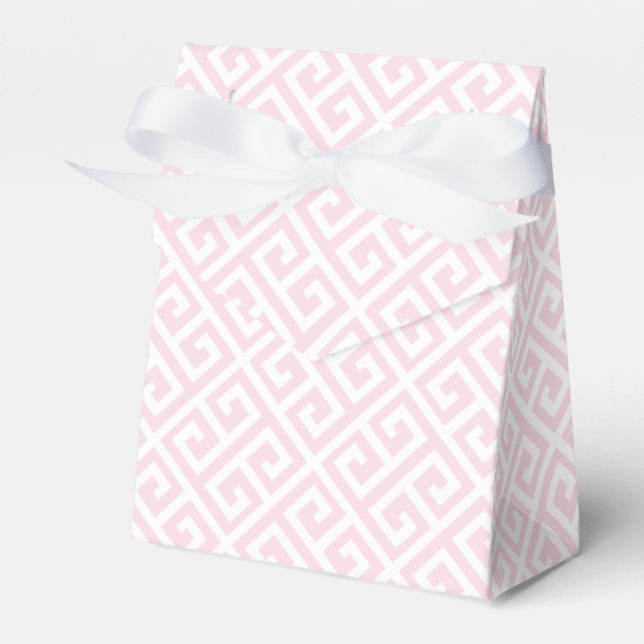 Pink & White Greek Key Pattern Favour Box (Front Side)