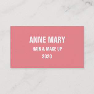 Pink White Hair & Make Up Stylish Modern Salmon Business Card