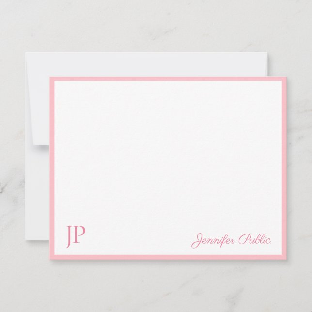 Pink White Handwriting Script Monogram Template (Front)