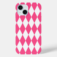 Pink White Harlequin Diamonds Checkers Design