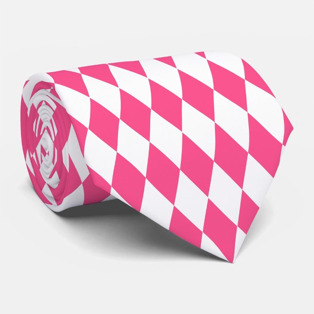 Pink White Harlequin Diamonds Checkers Design  Tie (Creator Uploaded)