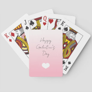 Pink White Heart Happy Galentine's Day Games Playing Cards
