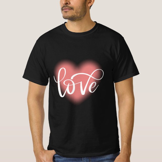 Pink White Heart Love Valentine's Day T-Shirt (Front)