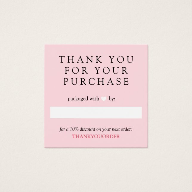 Pink White Heart Thank You For Order (Front)