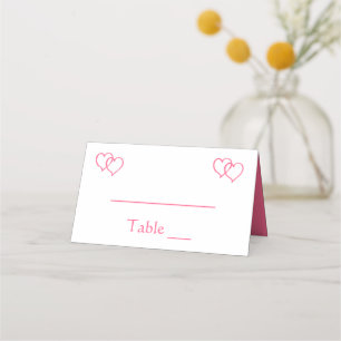 Pink & White Heart Wedding Party Escort Place Card