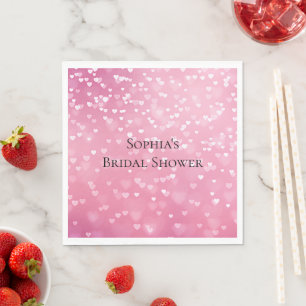 Pink White Hearts Birthday Napkin