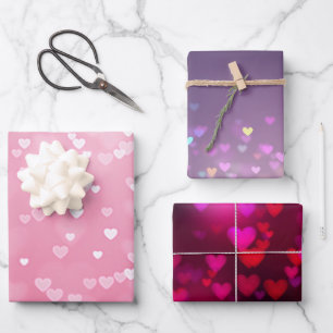 Pink White Hearts Birthday Wrapping Paper Sheet