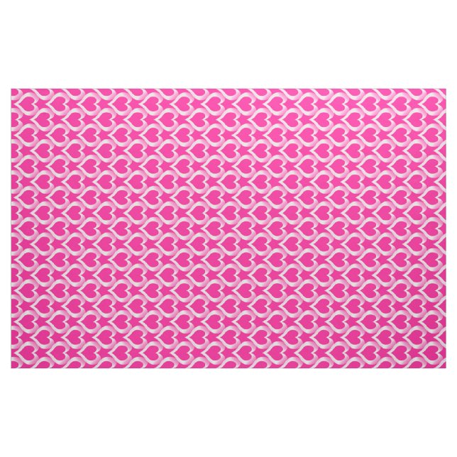 Pink White Hearts Pattern Fabric (Fat Quarter)