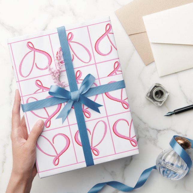 Pink White Hearts Romance Simple Wrapping Paper (Gifting)