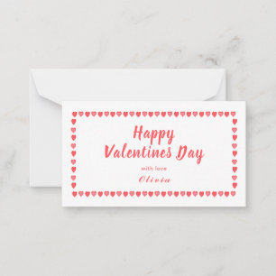 Pink & White hearts Valentines Day mini  Card