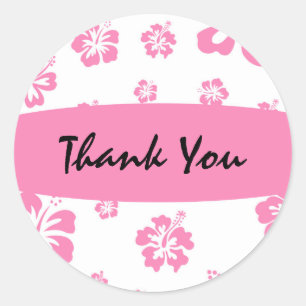 Pink & White Hibiscus Flower Floral Sticker