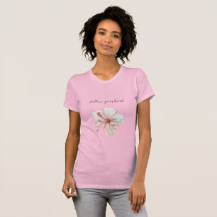 Pink White Hibiscus Flower T-Shirt
