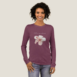 Pink White Hibiscus Flower Tri-Blend Shirt