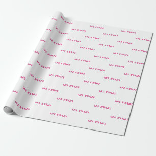 Pink White Ho Ho Ho Christmas Holiday Wrapping Paper