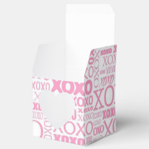 Pink & White Hugs & Kisses Pattern Heart Favour Bo Box