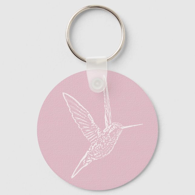 Pink & White Hummingbird Key Ring (Front)