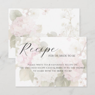 Pink White Hydrangeas Elegant Recipe Card