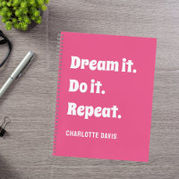 Pink white inspirational quote dream it do it