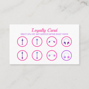 Pink White Jewellery Neon Stylish Body Piercing Loyalty Card