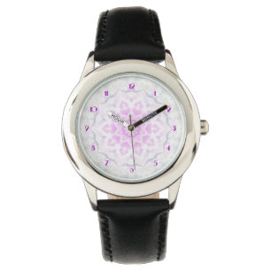 Pink & White Lacy Kaleidoscope Hearts Wrist Watch