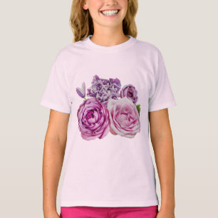 Pink White Lavender Rose Flowers T-Shirt