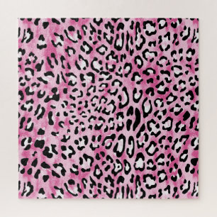 Pink White Leopard Pattern. Jigsaw Puzzle